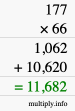How to calculate 177 times 66 using long multiplication