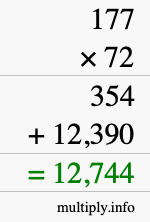 How to calculate 177 times 72 using long multiplication