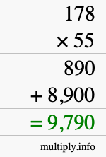 How to calculate 178 times 55 using long multiplication How to calculate 178 times 55 using long multiplication