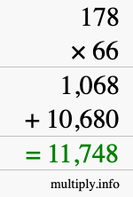 How to calculate 178 times 66 using long multiplication