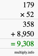 How to calculate 179 times 52 using long multiplication How to calculate 179 times 52 using long multiplication