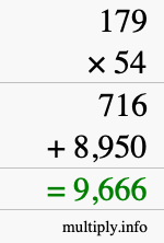 How to calculate 179 times 54 using long multiplication How to calculate 179 times 54 using long multiplication