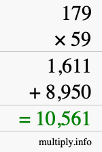 How to calculate 179 times 59 using long multiplication How to calculate 179 times 59 using long multiplication