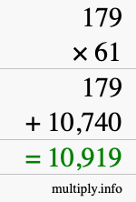 How to calculate 179 times 61 using long multiplication