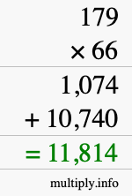How to calculate 179 times 66 using long multiplication