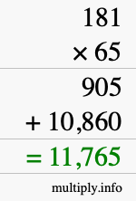 How to calculate 181 times 65 using long multiplication How to calculate 181 times 65 using long multiplication