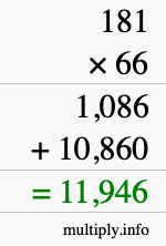 How to calculate 181 times 66 using long multiplication