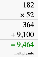 How to calculate 182 times 52 using long multiplication How to calculate 182 times 52 using long multiplication