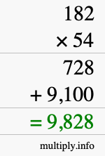 How to calculate 182 times 54 using long multiplication How to calculate 182 times 54 using long multiplication