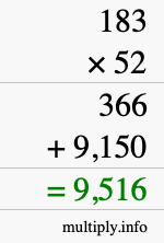 How to calculate 183 times 52 using long multiplication How to calculate 183 times 52 using long multiplication