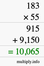 How to calculate 183 times 55 using long multiplication How to calculate 183 times 55 using long multiplication