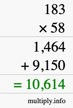 How to calculate 183 times 58 using long multiplication How to calculate 183 times 58 using long multiplication