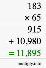 How to calculate 183 times 65 using long multiplication How to calculate 183 times 65 using long multiplication