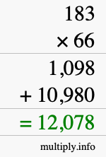 How to calculate 183 times 66 using long multiplication