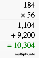 How to calculate 184 times 56 using long multiplication How to calculate 184 times 56 using long multiplication