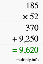 How to calculate 185 times 52 using long multiplication How to calculate 185 times 52 using long multiplication