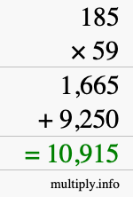 How to calculate 185 times 59 using long multiplication How to calculate 185 times 59 using long multiplication