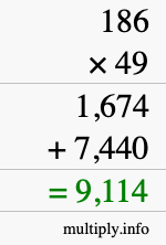 How to calculate 186 times 49 using long multiplication How to calculate 186 times 49 using long multiplication