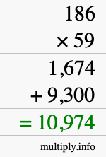 How to calculate 186 times 59 using long multiplication How to calculate 186 times 59 using long multiplication