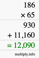 How to calculate 186 times 65 using long multiplication How to calculate 186 times 65 using long multiplication