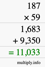 How to calculate 187 times 59 using long multiplication How to calculate 187 times 59 using long multiplication