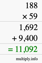 How to calculate 188 times 59 using long multiplication How to calculate 188 times 59 using long multiplication