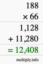 How to calculate 188 times 66 using long multiplication