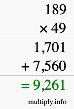 How to calculate 189 times 49 using long multiplication How to calculate 189 times 49 using long multiplication