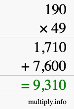 How to calculate 190 times 49 using long multiplication How to calculate 190 times 49 using long multiplication