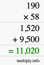How to calculate 190 times 58 using long multiplication How to calculate 190 times 58 using long multiplication