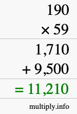 How to calculate 190 times 59 using long multiplication How to calculate 190 times 59 using long multiplication
