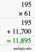 How to calculate 195 times 61 using long multiplication