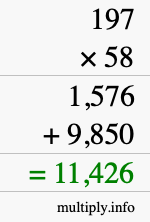 How to calculate 197 times 58 using long multiplication How to calculate 197 times 58 using long multiplication