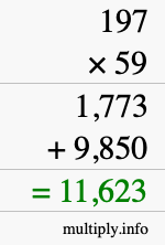 How to calculate 197 times 59 using long multiplication How to calculate 197 times 59 using long multiplication