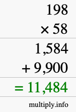 How to calculate 198 times 58 using long multiplication How to calculate 198 times 58 using long multiplication