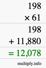How to calculate 198 times 61 using long multiplication