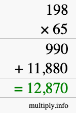How to calculate 198 times 65 using long multiplication How to calculate 198 times 65 using long multiplication
