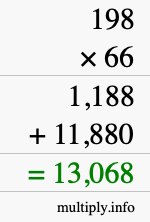 How to calculate 198 times 66 using long multiplication How to calculate 198 times 66 using long multiplication