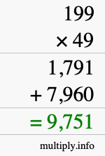 How to calculate 199 times 49 using long multiplication How to calculate 199 times 49 using long multiplication
