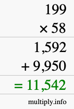 How to calculate 199 times 58 using long multiplication How to calculate 199 times 58 using long multiplication