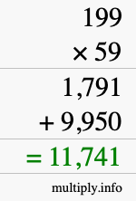 How to calculate 199 times 59 using long multiplication