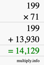 How to calculate 199 times 71 using long multiplication