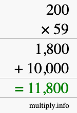 How to calculate 200 times 59 using long multiplication How to calculate 200 times 59 using long multiplication