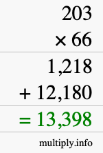 How to calculate 203 times 66 using long multiplication