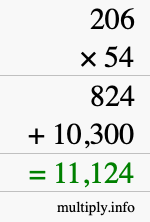 How to calculate 206 times 54 using long multiplication How to calculate 206 times 54 using long multiplication
