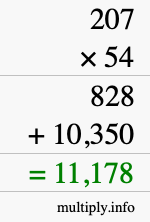How to calculate 207 times 54 using long multiplication How to calculate 207 times 54 using long multiplication