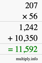 How to calculate 207 times 56 using long multiplication How to calculate 207 times 56 using long multiplication