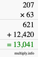 How to calculate 207 times 63 using long multiplication How to calculate 207 times 63 using long multiplication