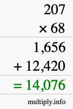 How to calculate 207 times 68 using long multiplication How to calculate 207 times 68 using long multiplication