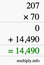 How to calculate 207 times 70 using long multiplication